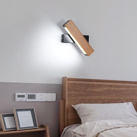 Lampada da parete a LED in legno moderna girevole lampada da parete rettangolare bianco freddo 6000K 4,5W per camera da letto, soggiorno, corridoio, ingresso 