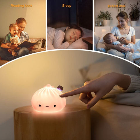 Luce notturna per bambini, Luce LED ricaricabile a 7 colori Luce notturna per bambini a LED con USB, Luce notturna in silicone morbido al tatto, Luce notturna portatile carina per neonati, ragazzi e ragazze Regalo