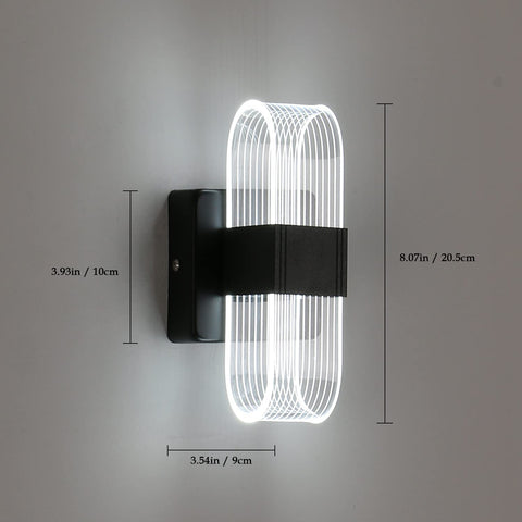 Lampada da parete a LED per interni dimmerabile 12W Lampada da parete moderna Design romantico creativo in acrilico per camera da letto, soggiorno, corridoio, scala, hotel, luce bianca 3000K-6000K (Nero)