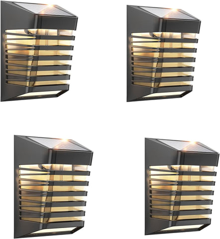 Lampada da parete a LED per esterni da 4 pezzi, lampada da parete solare per cortile, giardino, corridoio, terrazza, vicino a parete, patio, villa 