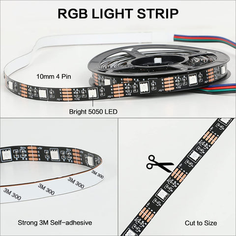 Striscia LED da 5M, Striscia LED RGB 5050 12V per camera da letto, 20 colori dimmerabili, Striscia LED multicolore IP20 Adesivo 3M aggiornato con telecomando a 24 pulsanti per decorazioni interne, feste e Natale