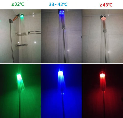 Soffione doccia a 3 colori LED Soffione doccia Temperatura Doccetta Spa Cromo ABS per accessori da bagno