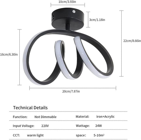 Plafoniera moderna a LED Lampada da parete a LED per interni 24W Plafoniera per corridoio per camera da letto, sala da pranzo, cucina, corridoio Luce bianca calda 3000K, diametro 28 cm