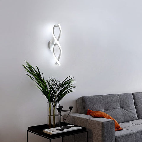 Lampada da parete per interni, lampada da parete moderna a LED 16W 1800LM, bianco freddo 6500k, luci da parete dal design curvo per la camera da letto, la scala, il soggiorno