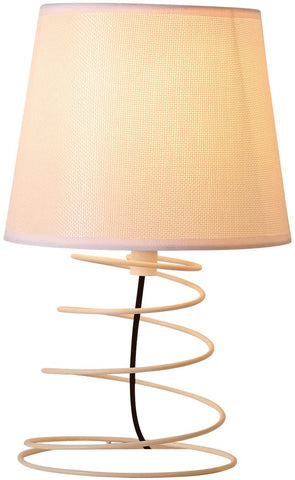 Lampada da tavolo moderna e minimalista, lampada da scrivania in tessuto bianco con tubo di ferro a spirale industriale, luce notturna E27 per studio, soggiorno, camera da letto, comodino (senza lampadine)