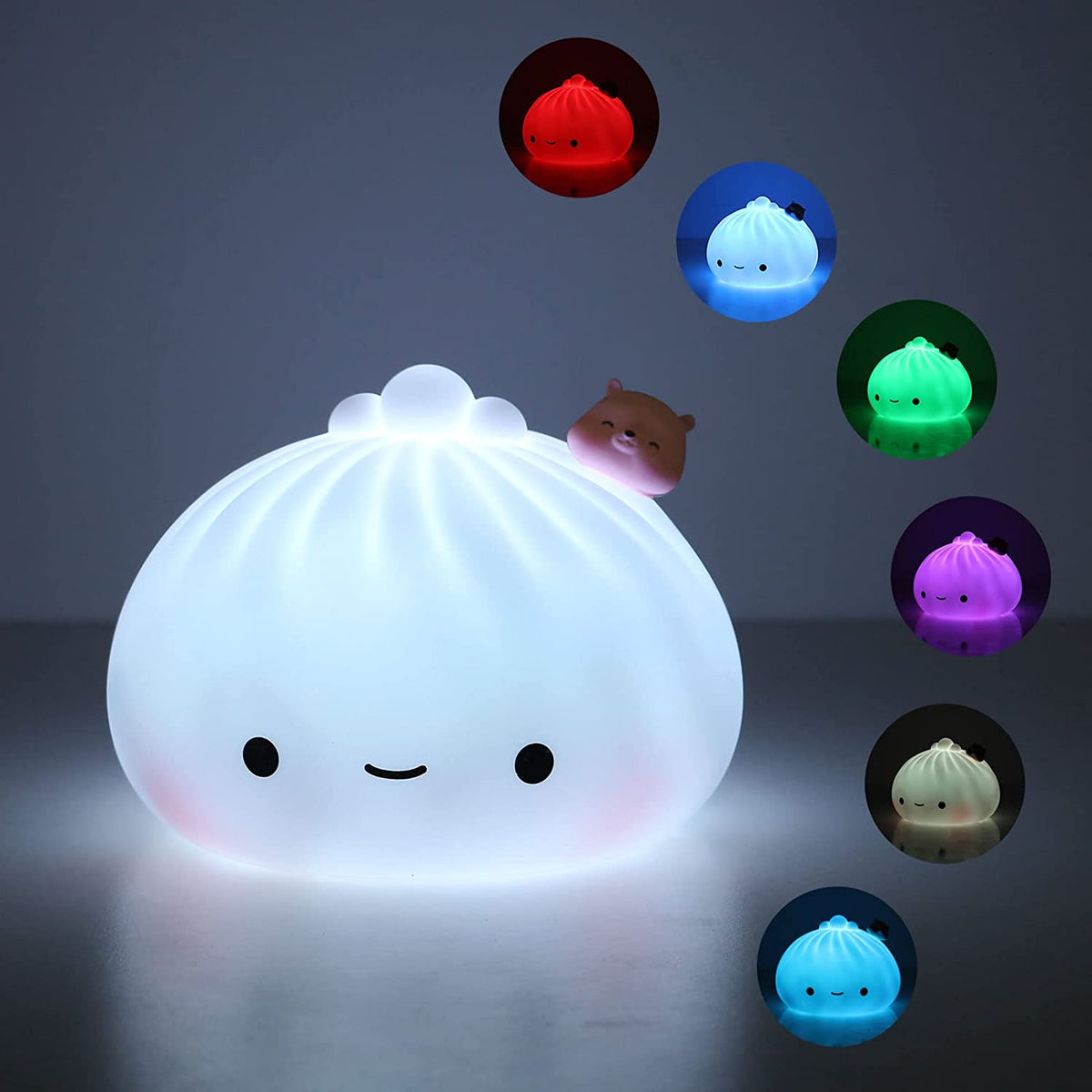 Luce notturna per bambini, Luce LED ricaricabile a 7 colori Luce notturna per bambini a LED con USB, Luce notturna in silicone morbido al tatto, Luce notturna portatile carina per neonati, ragazzi e ragazze Regalo