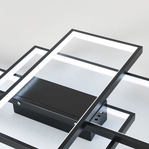 Plafoniera LED da 38 W, design moderno, luce bianca fredda 6000 K, lampada da soffitto rettangolare per soggiorno, camera da letto, sala da pranzo, ufficio, nero 