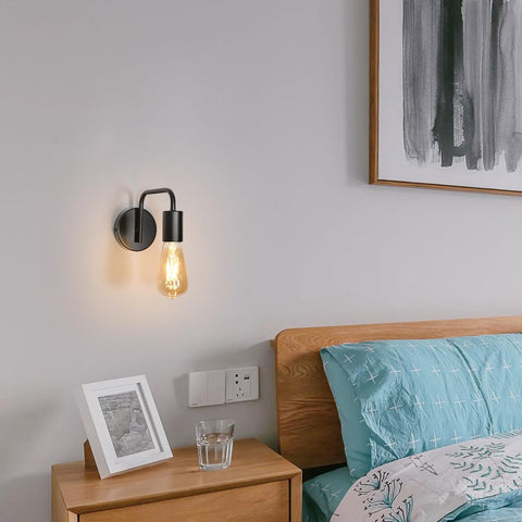 Lampada da parete vintage da 2 pezzi Lampada da parete vintage E27 Base per ingresso corridoio camera da letto nera