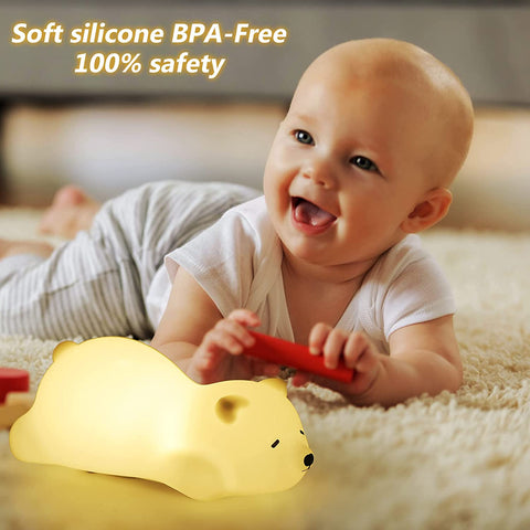 Luce notturna per bambini Luce notturna per bambini, Luce notturna per bambini Luce notturna per bambini ricaricabile tramite USB, Lampada da comodino portatile a LED per bambini Lampada da comodino per ragazzo in silicone Regalo per bambina