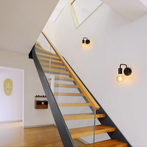 Lampada da parete vintage da 2 pezzi Lampada da parete vintage E27 Base per ingresso corridoio camera da letto nera