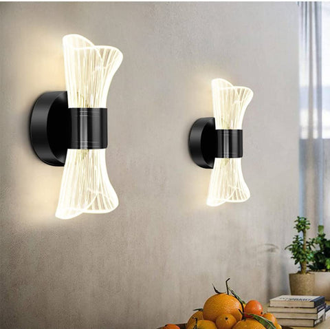 Lampada da parete a LED per interni dimmerabile, lampada da parete moderna a LED da 12 W Design creativo, lampada da parete con illuminazione in acrilico per soggiorno, corridoio, camera da letto, scale, nero