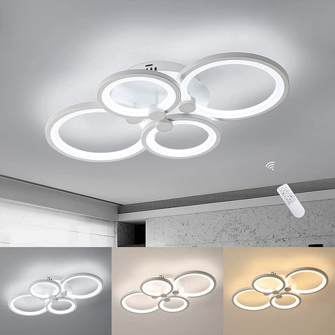 Plafoniera LED moderna da 42 W, dimmerabile con telecomando, 3000-6500 K, lampada da soffitto dimmerabile, luminosità regolabile, design in metallo e acrilico per soggiorno, cucina, camera da letto 