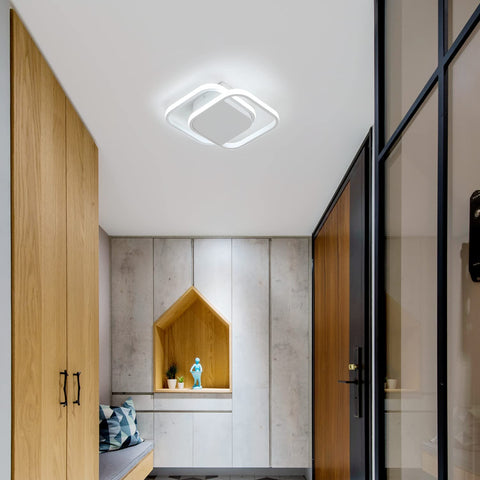 Moderna plafoniera a LED, lampada da soffitto a LED quadrata 24W 2200LM, lampada da soffitto in bianco freddo 6000K, plafoniera in acrilico, per camera da letto soggiorno cucina corridoio (Bianco)