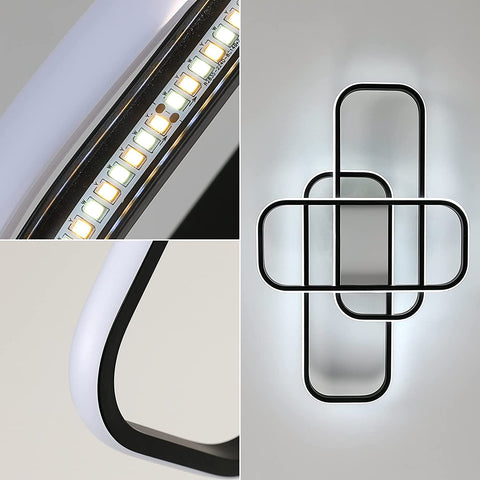 Plafoniera LED Moderna, Lampada da Soffitto 44W con Telecomando, Plafoniera Rettangolare Plafoniera LED Luminosità/Temperatura Colore Regolabili, per Soggiorno Camera da Letto Corridoio Ufficio Colore Nero