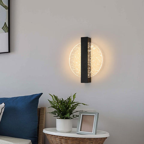 Lampada da parete a LED moderna dimmerabile rotonda 3000K/4000K/6000K per camera da letto, soggiorno, corridoio, ingresso Nero
