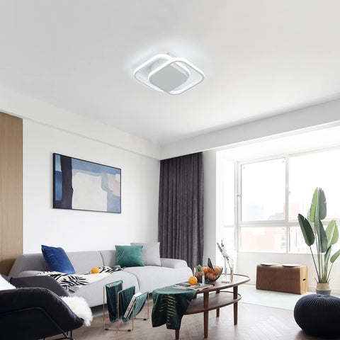 Moderna plafoniera a LED, lampada da soffitto a LED quadrata 24W 2200LM, lampada da soffitto in bianco freddo 6000K, plafoniera in acrilico, per camera da letto soggiorno cucina corridoio (Bianco)