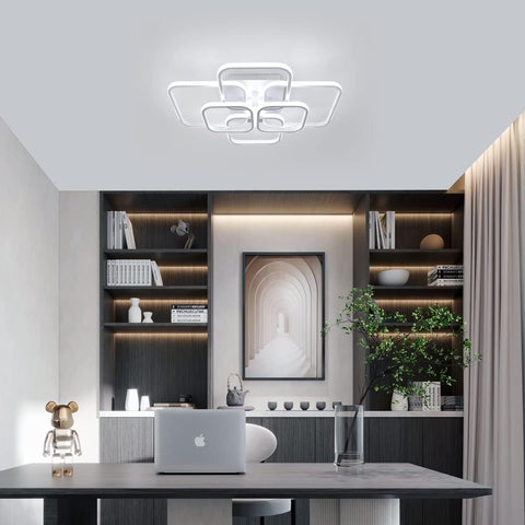 Plafoniera a LED da 72W Lampada da soffitto a cerchio quadrato design moderno Bianco freddo 6000K per soggiorno Camera da letto Sala da pranzo Ufficio Bianco 