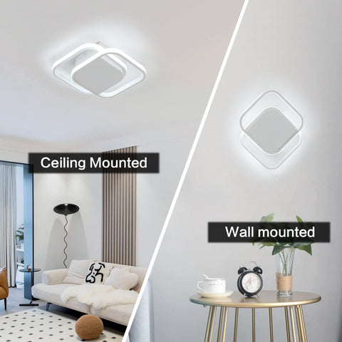 Moderna plafoniera a LED, lampada da soffitto a LED quadrata 24W 2200LM, lampada da soffitto in bianco freddo 6000K, plafoniera in acrilico, per camera da letto soggiorno cucina corridoio (Bianco)