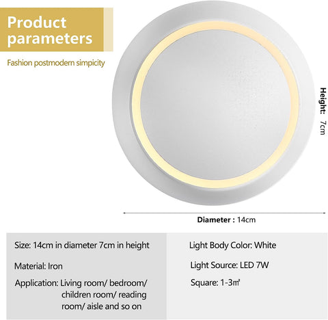 Lampada da parete moderna a LED 2 Lampada da parete rotonda Bianco caldo 3000K Per camera da letto, soggiorno, corridoio, ingresso Bianco