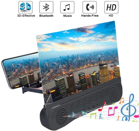 Lente d'ingrandimento con altoparlante per smartphone, schermo per proiettore 6D HD da 12 pollici per film, video e giochi