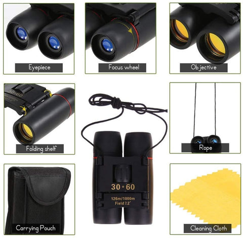 Goeco Mini telescopio pieghevole 30x60 Telescopio ottico ad alta risoluzione per viaggi e caccia