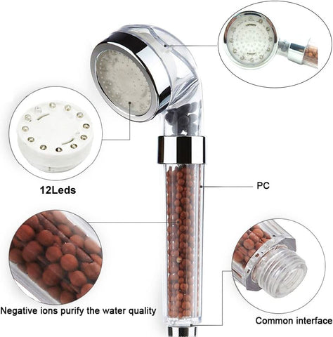 Soffione doccia a 3 colori LED Soffione doccia Temperatura Doccetta Spa Cromo ABS per accessori da bagno