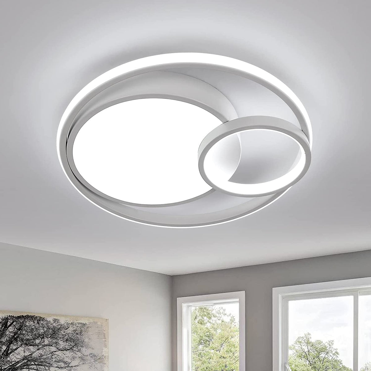 Plafoniera LED, Lampada da soffitto 50W 5600lm, Plafoniera moderna LED per camera da letto Soggiorno Corridoio Ufficio Bagno Cucina Luce bianca fredda 6000K