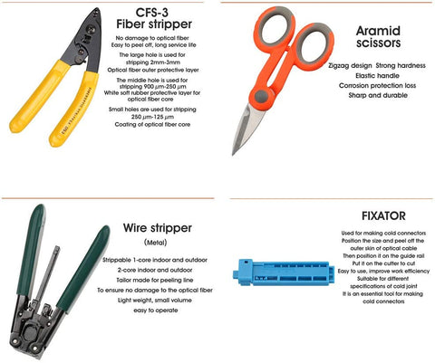 Strumenti per fibra FTTH da 16 pezzi/kit con fotometro per fibra ottica, mannaia per fibra ottica AUA-60S, localizzatore visivo di guasti da 10 km