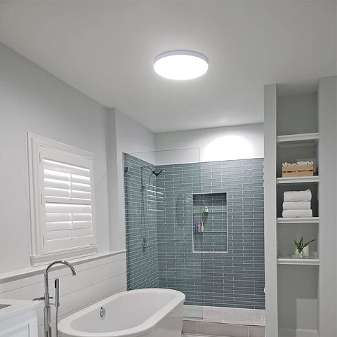 Plafoniera LED rotonda da 32 W, lampada da soffitto impermeabile IP54, luce bianca fredda 6500 K, apparecchio di illuminazione moderno per bagno, camera da letto, cucina, soggiorno, balcone, diametro 25 cm.