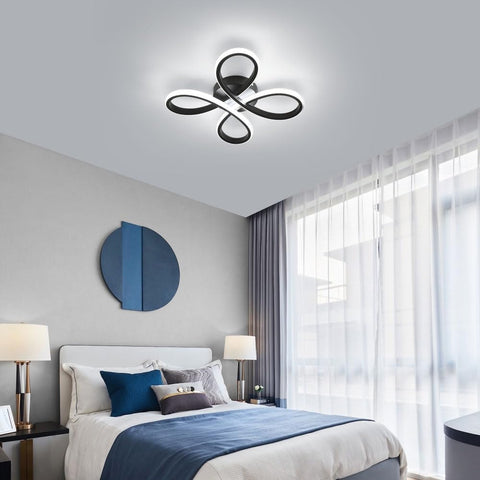 Plafoniera a LED dal design moderno, 30 W, a forma di fiore, per soggiorno, camera da letto, sala da pranzo, ufficio, nero, luce bianca fredda 6000 K.