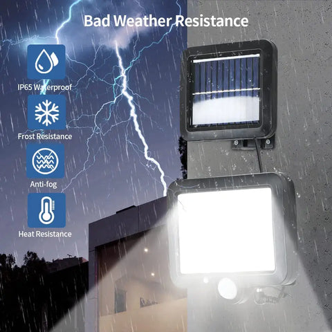 Lampada Solare da Esterno, Luce Solare con Sensore di Movimento, Lampada di Sicurezza con Cavo da 5 M Impermeabile IP65, 160 LED 3 Modalità, per Capannone Garage Giardino Balcone