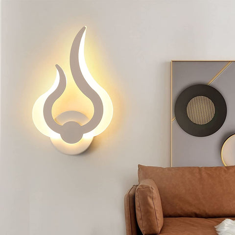 Applique LED per interni, moderna lampada da parete LED da 12 W, bianco caldo 3000 K, 220 V, acrilico, a forma di fiamma, luci notturne montate, per soggiorno, corridoio, camera da letto, L 18 cm * A 30 cm