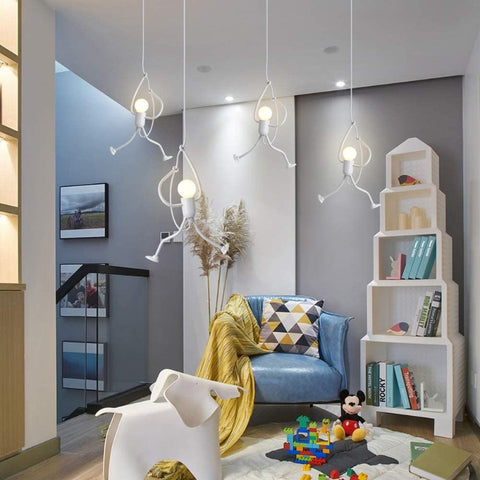 Bianco moderno affascinante lampadario creativo iron man cartoon design lampadario elegante lampadario camera per bambini comodino soggiorno balcone studio