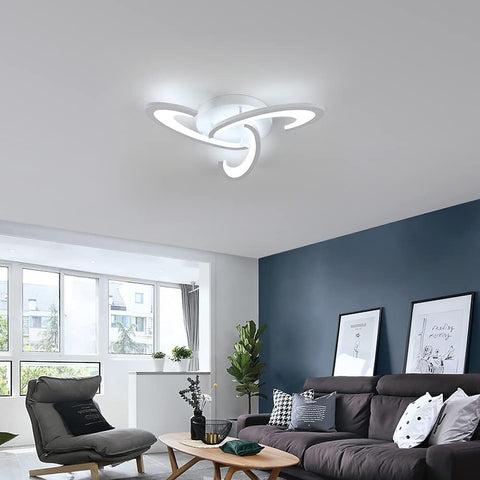 Plafoniera a LED, plafoniera 36W 3240lm, lampada da soffitto design trifoglio per camera da letto, soggiorno, sala da pranzo, acrilico bianco, luce bianca fredda 6500K 