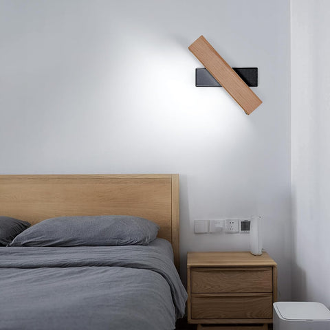 Lampada da parete a LED in legno moderna girevole lampada da parete rettangolare bianco freddo 6000K 4,5W per camera da letto, soggiorno, corridoio, ingresso 