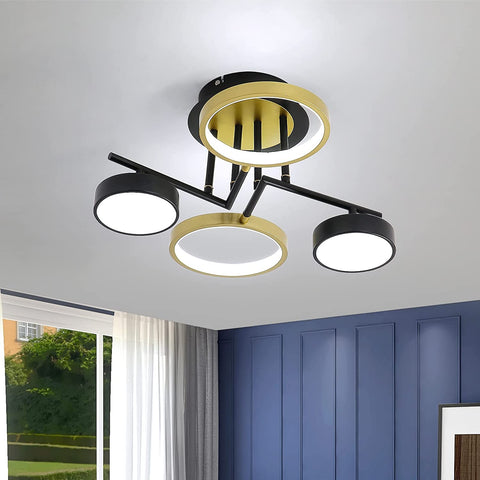 Moderna plafoniera a LED da 28 W, rotonda, per illuminazione a soffitto, lampadario a 4 anelli per camera da letto, soggiorno, corridoio, ufficio, sala da pranzo, cucina 