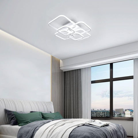 Plafoniera a LED da 72W Lampada da soffitto a cerchio quadrato design moderno Bianco freddo 6000K per soggiorno Camera da letto Sala da pranzo Ufficio Bianco 