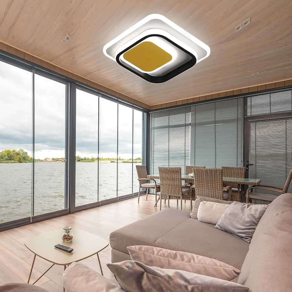 Plafoniera a LED, lampada da soffitto a LED in acrilico da 36 W, lampada da stanza moderna quadrata 25x25 cm per balcone camera da letto soggiorno bianco freddo 6000K