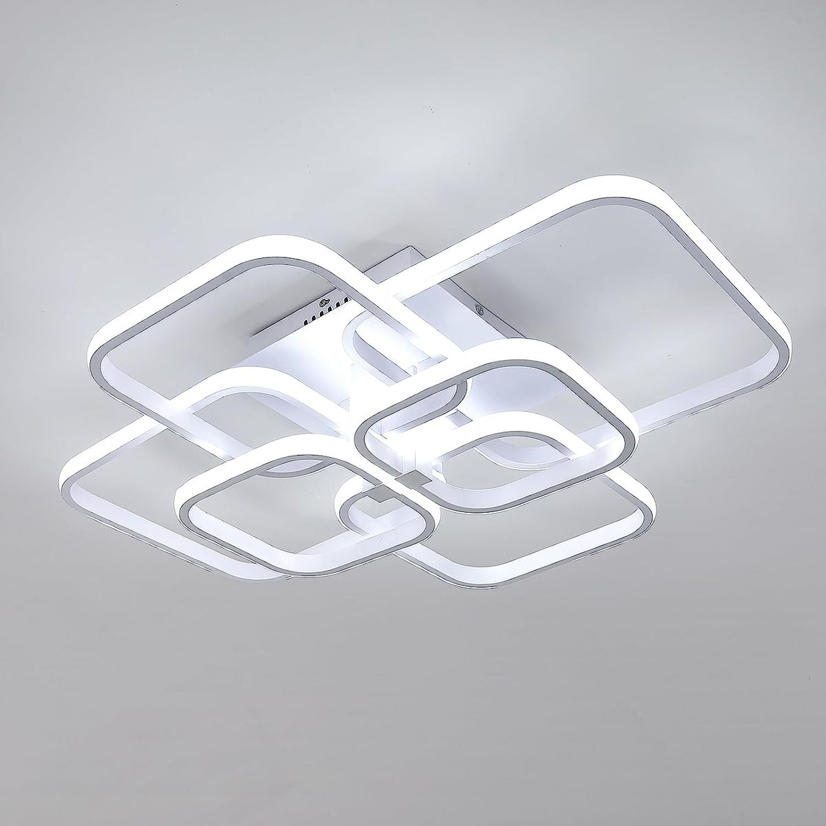 Plafoniera a LED da 72W Lampada da soffitto a cerchio quadrato design moderno Bianco freddo 6000K per soggiorno Camera da letto Sala da pranzo Ufficio Bianco 