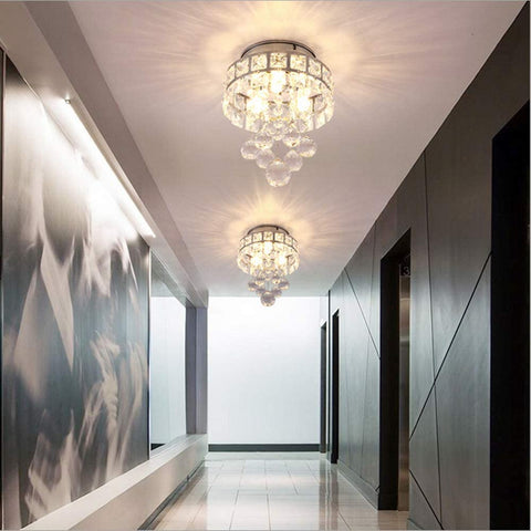 Lampadario di cristallo, mini lampada a sospensione a 3 luci per corridoio, camera da letto, cucina, cameretta