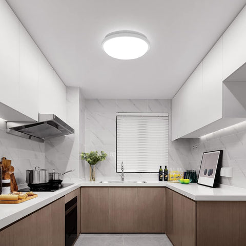 Plafoniera LED Rotonda, Lampada da Soffitto per Bagno, IP54 Impermeabile 6500K Bianco Freddo, Plafoniera Moderna per Bagno Camera da Letto Cucina Soggiorno Balcone 20W Diametro 22cm 