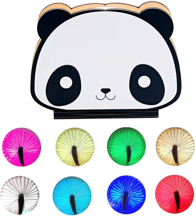 Lampada da libro pieghevole, lampada notturna per bambini, lampada di carta portatile, 7 colori, ricarica USB