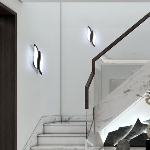 Lampada da parete a LED per interni, lampada da parete moderna 12W 2300LM, lampada da parete con illuminazione in acrilico per soggiorno camera da letto scale 6500K luce bianca fredda colore nero 