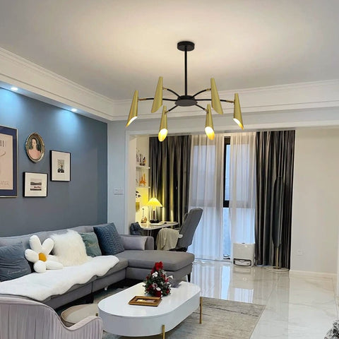 Lampadario industriale moderno creativo Lampada a sospensione Personalizza Lampada da soffitto in ferro battuto per soggiorno camera da letto (oro + nero)