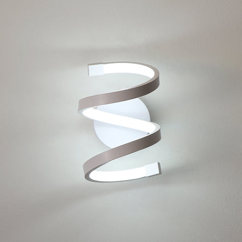 Applique a LED a spirale, moderna lampada da parete da 18 W, bianco freddo 6500 K, per camera da letto, ufficio, corridoio