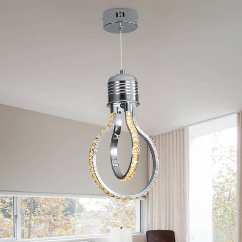 Lampadario moderno, plafoniera a LED in cristallo da 21 W e 3000 K, lampada a sospensione in alluminio per camera da letto, cucina, sala da pranzo, bancone bar, corridoio, sala espositiva, altezza regolabile.