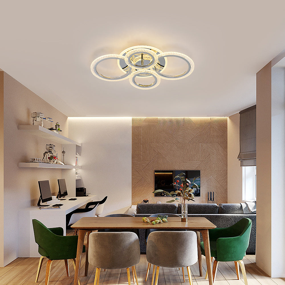 Plafonnier LED Moderne, 60W Lustre de Plafond Design à 4 Anneaux