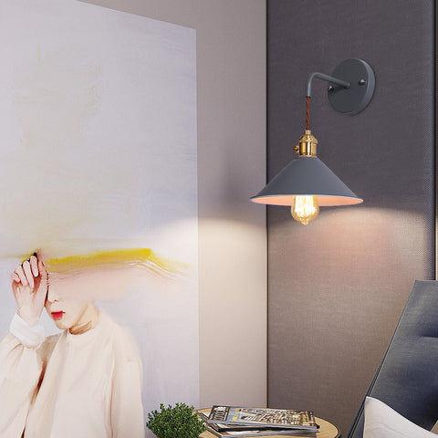 Lampada da parete dimmerabile plug-in per camera da letto in stile nordico Candela macaron Semplice scala creativa europea corridoio con interruttore a parete grigio chiaro (lampadina non inclusa)