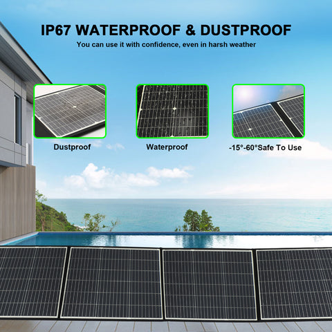 Pannello solare da 200 W - Alimentazione monocristallina, uscita CC 20 V/10 A o 39 V/5,12 A, 3 strati