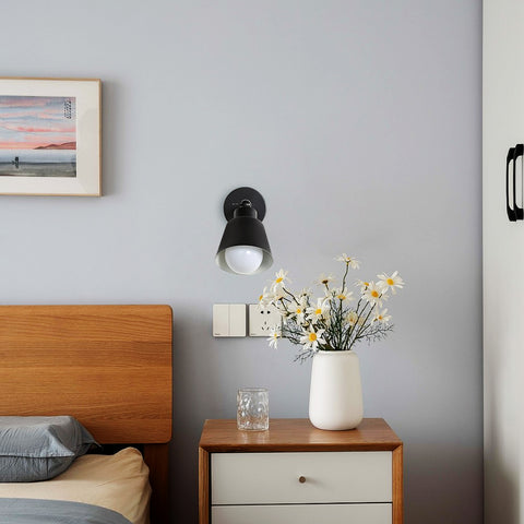 Lampade da parete per interni retrò, lampada da parete industriale vintage E27, faretti da parete in metallo e legno per camera da letto, balcone, corridoio, cucina, scale (nero)